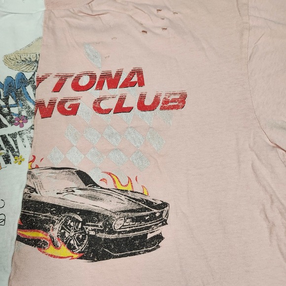 Modish Rebel Reworked Split Graphic‎ Tee Mushroom & Daytona Car Distressed Sz XL - Picture 4 of 6